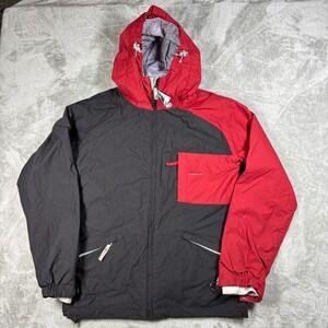 Vintage Ride Snowboard Jacket Mens Medium Red Black Cell Series 5 Hooded Ski Y2K